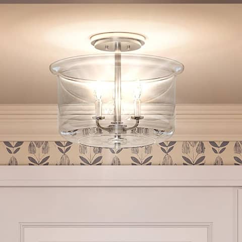 Luxury French Country Ceiling Light, 11.875"H x 13.75"W, with English Country Style, Brushed Nickel, by Urban Ambiance