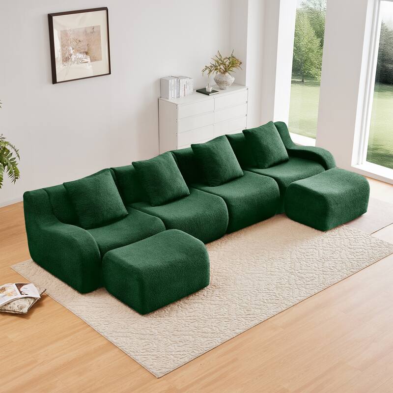 GDF Studio - Fairford U-Shaped 4-Seat Modular Sofa With Curved Armrests & Non-Slip Base