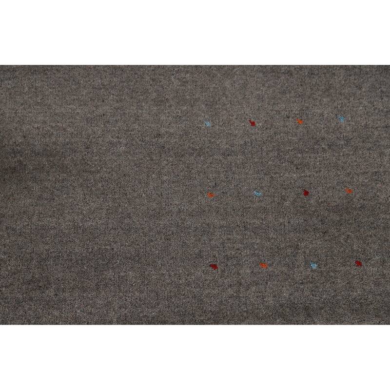 Hand Knotted Oriental 100% Wool Carpet Tribal Tribal Greys & Charcoal Gabbeh Area Rug - 8' 2'' X 5' 1''