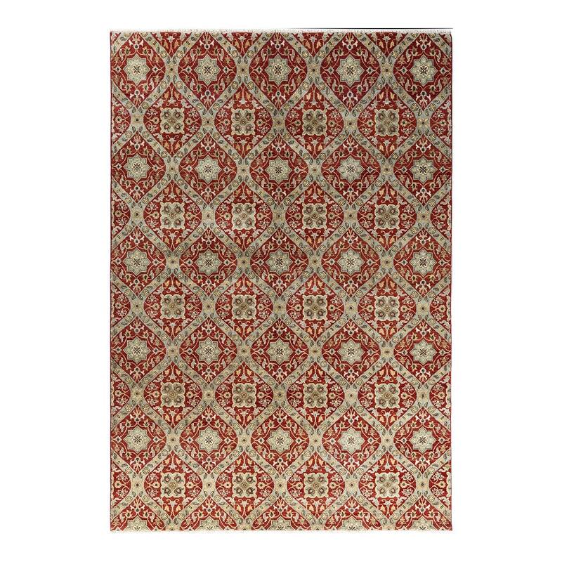 Ikat One-of-a-Kind Hand-Knotted Area Rug - Red, 6' 8" x 9' 8" - 6' 8" x 9' 8"