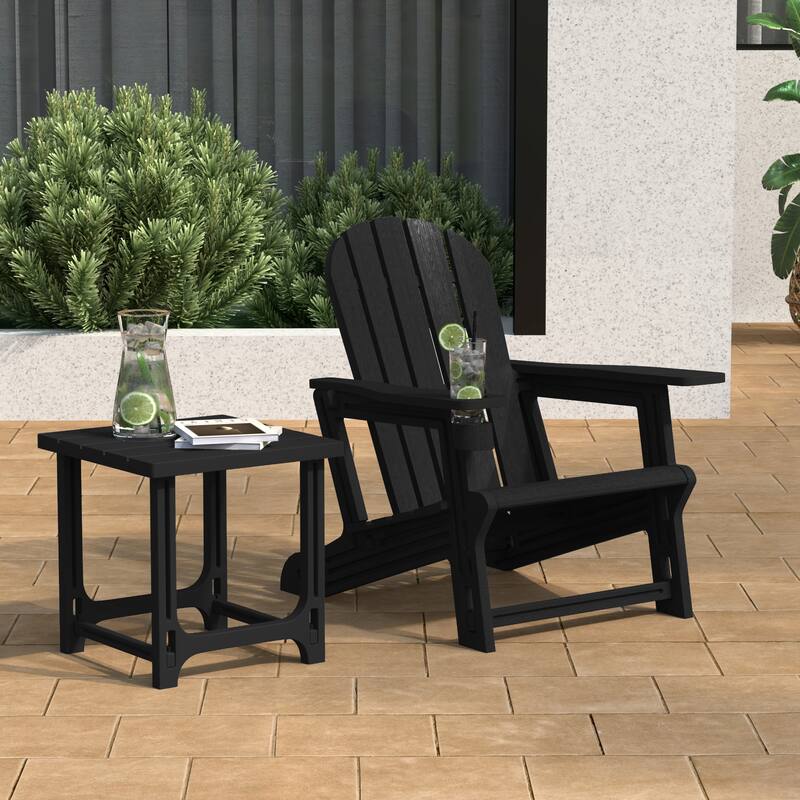 Coastline Outdoor Poly Adirondack Chair with Side Table
