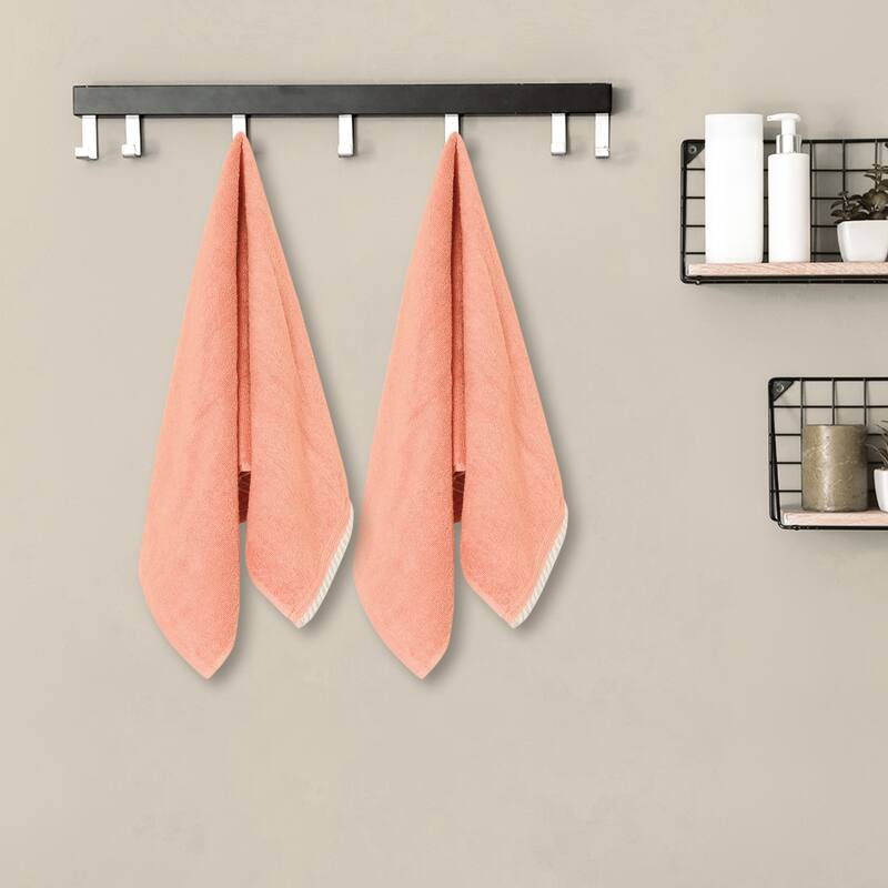 Solid Cotton Hand Towels, Absorbent and Quick Drying Towel for Bathroom, Travel, Camp 14" x 28" Light Red