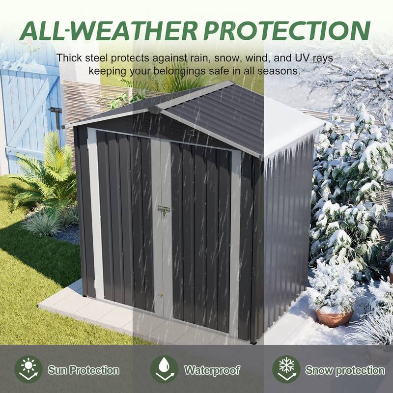Metal Outdoor Storage Shed 6 x 4 FT Metal Shed with Lockable Door,Waterproof Garden Tool Shed Storage House