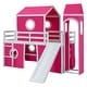 preview thumbnail 11 of 27, Playhouse Twin Size Loft Bed with Slide Pink Tent and Tower for Kids