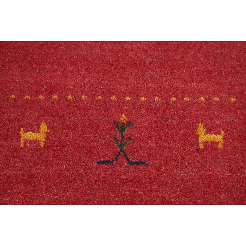 Pink Gabbeh Indian Foyer Rug Handmade Wool Carpet - 2'9"x 4'7"