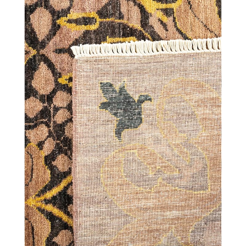 Overton Hand Knotted Wool Vintage Inspired Modern Contemporary Arts & Crafts Black Area Rug - 9' 2" x 11' 8"