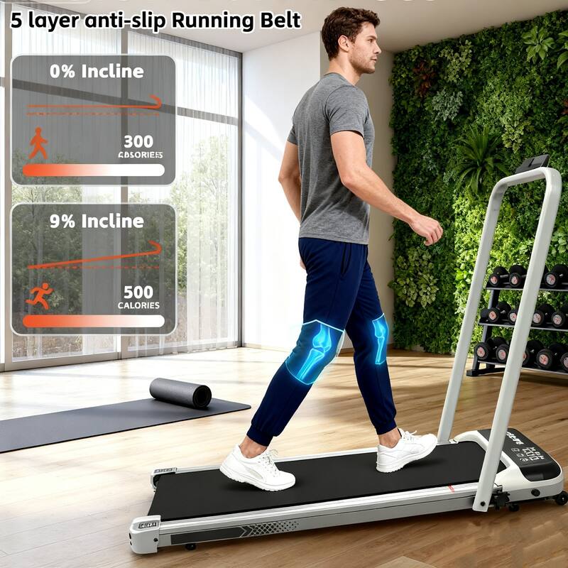 3 in 1 Under Desk Treadmill with Incline, Walking Pad with Handle Bar with Remote Control & LED Display, Foldable Treadmills