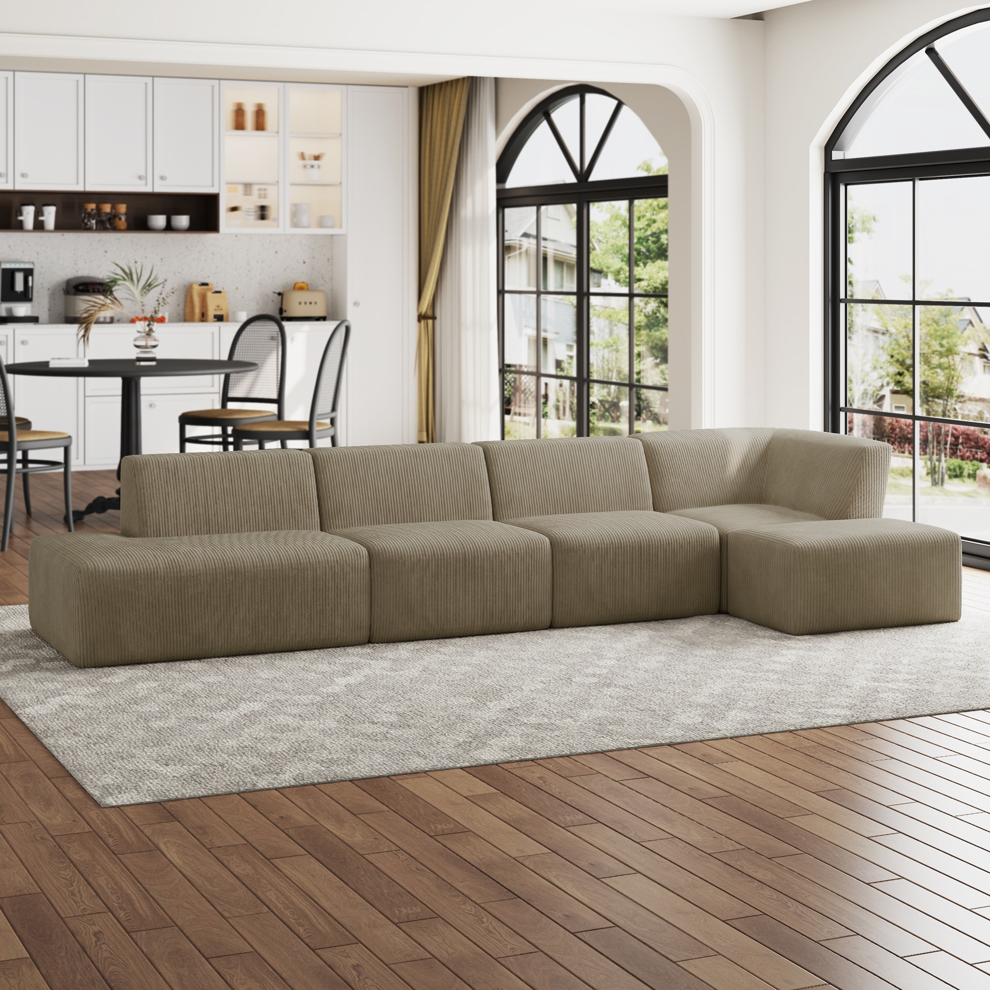 Oversized Corduroy Modular Sectional Fabric Sofa Set
