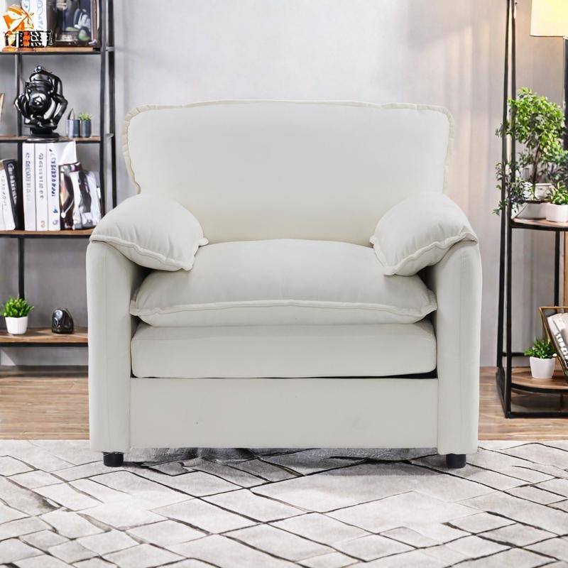 Chenille Oversized Lounge Chair with Thick Cushions and High Back Support Wide Seat - White