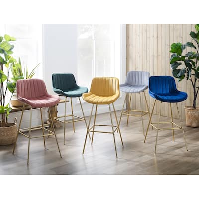 Art Leon Modern Swivel Velvet Barstool (Set of 2)
