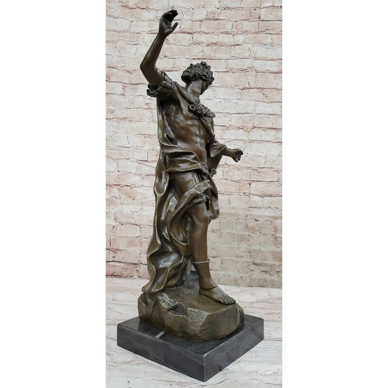 Medieval King Arthur Hot Cast Bronze Sculpture Statue Figure On Marble Base Signed Original Art
