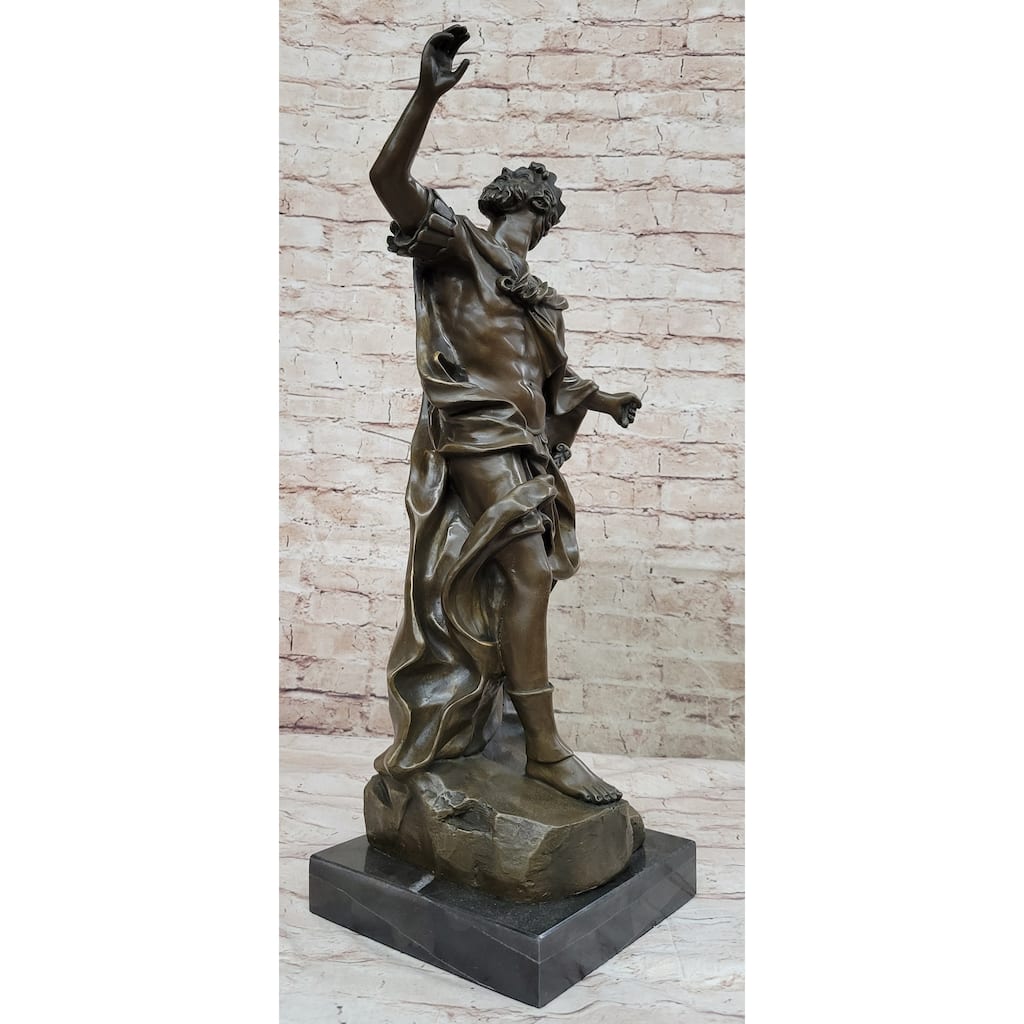 Medieval King Arthur Hot Cast Bronze Sculpture Statue Figure On Marble Base Signed Original Art