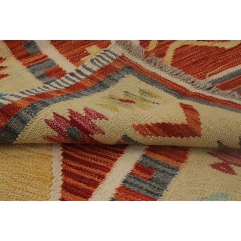 Hand Woven Oriental 100% Wool Carpet Southwestern Tribal Multi-Colored Kilim Runner Rug - 11' 8'' X 2' 8''