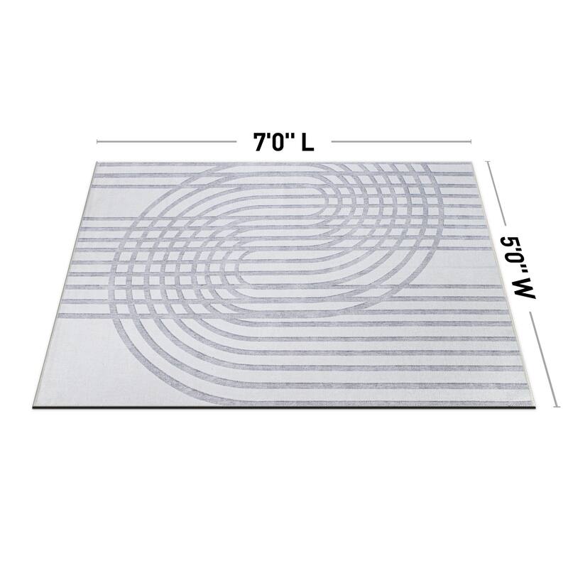 Contemporary Lines Machine Washable Area Rug