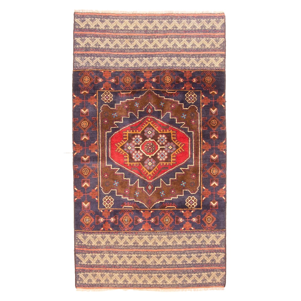 ECARPETGALLERY Hand-knotted Teimani Dark Navy Wool Rug - 2'7 x 4'9