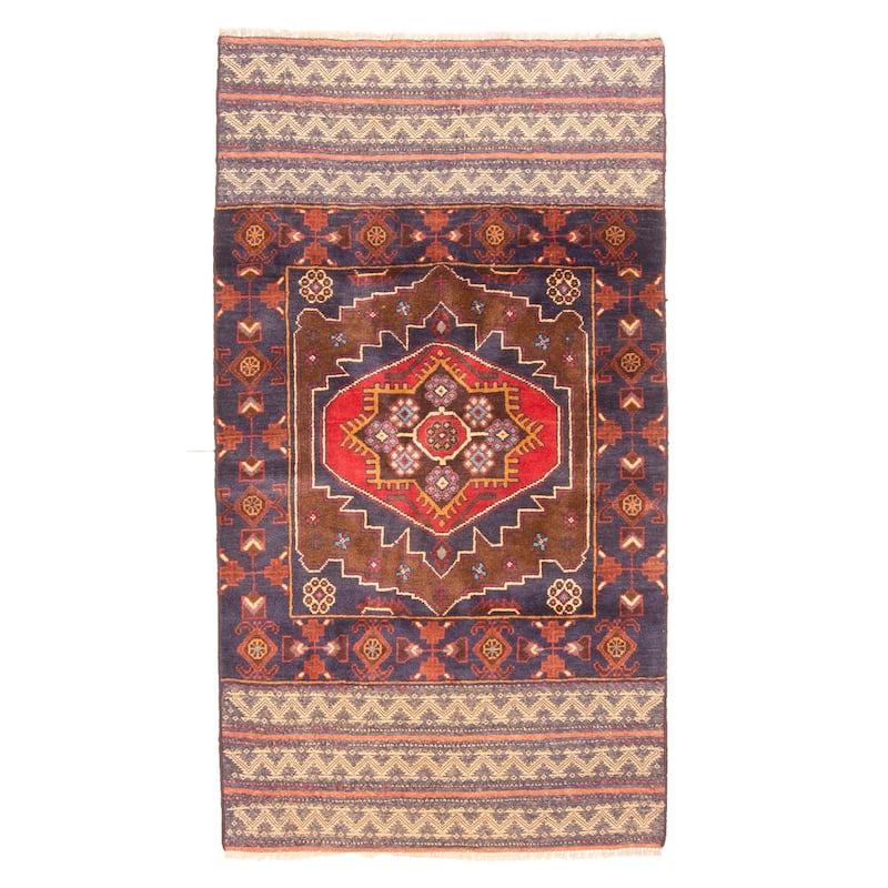 ECARPETGALLERY Hand-knotted Teimani Dark Navy Wool Rug - 2'7 x 4'9