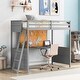 preview thumbnail 1 of 15, Solid Construction Twin size Loft Bed with Desk and Writing Board, Wooden Loft Bed Grey