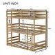 preview thumbnail 7 of 18, Rubber Wood Detachable Triple Twin Bunk Bed with Two Built-in Ladders,Guardrails,Kids and Baby