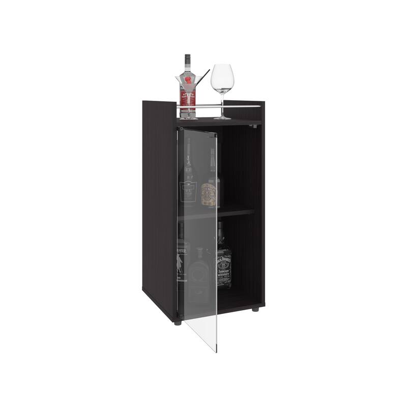 Theba Minibar Cabinet 2 Doors, Open Shelf And Compact Design, Modern Bar Storage