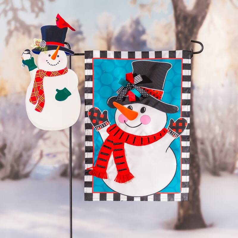 Patterned Snowman Garden Applique Flag
