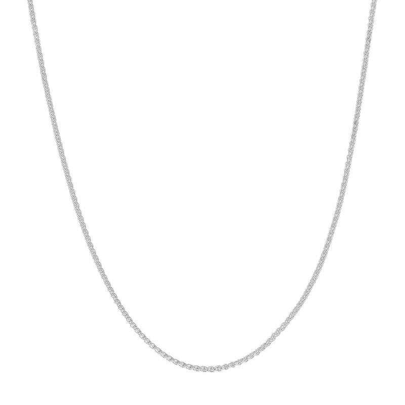 Curata 14k White Gold 0.85mm Round Wheat Chain Necklace (Lobster)
