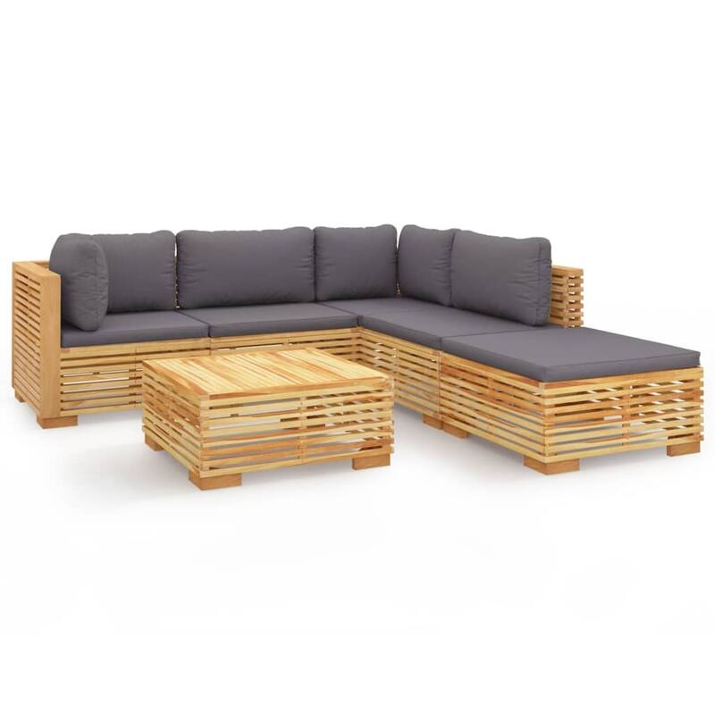 vidaXL 3 Piece Patio Lounge Set with Cushions Solid Wood Teak - 27.4" x 27.4" x 23.6"