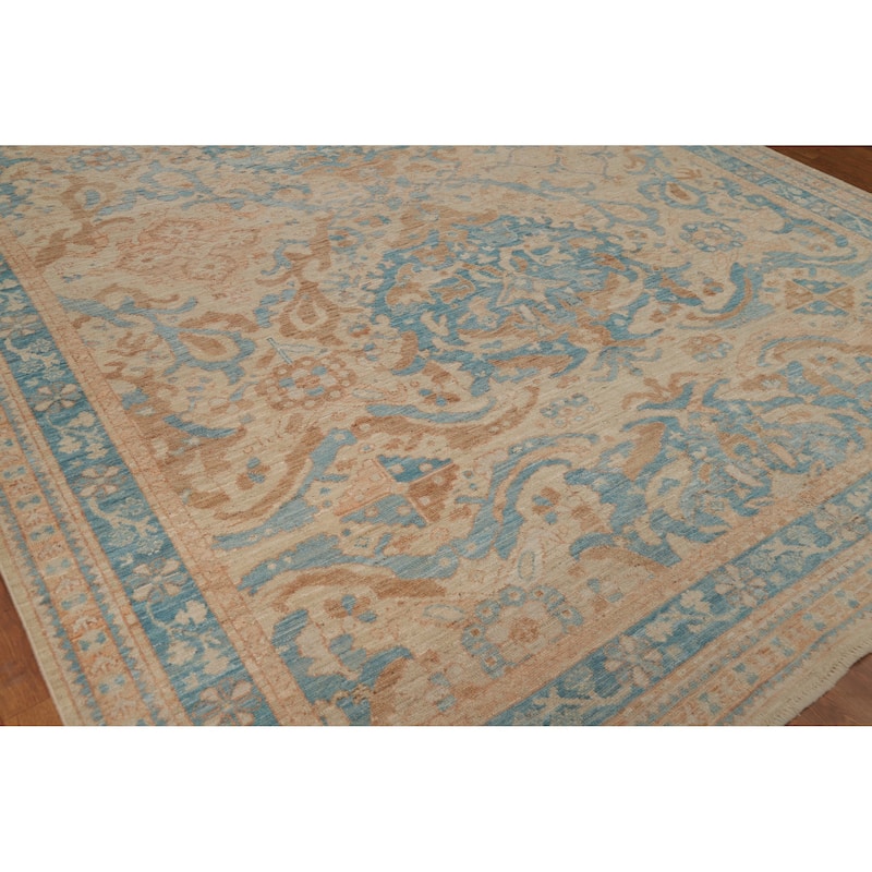 Vegetable Dye Transitional Oushak Turkish Rug Hand-Knotted Wool Carpet - 8'11"x 11'11"