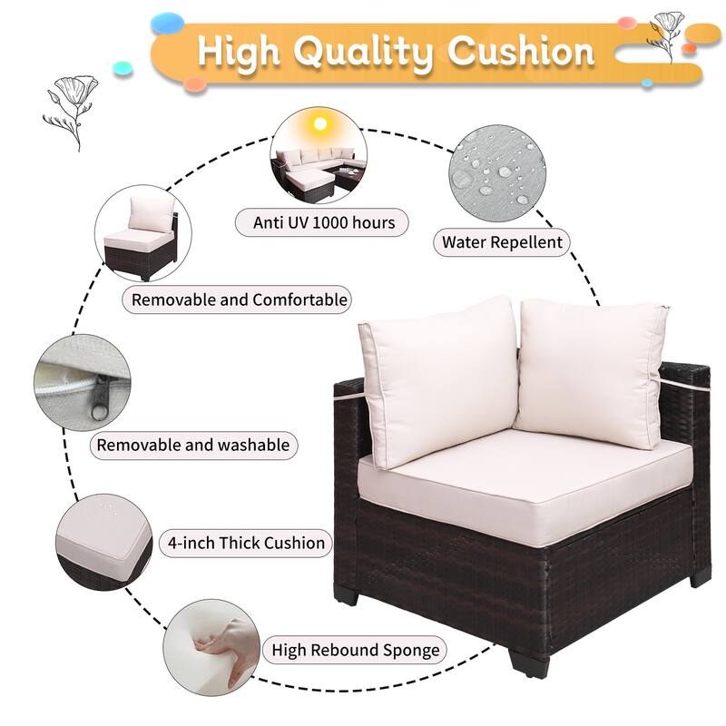 PE Rattan Wicker Garden Patio Furniture Set (7 Pieces)