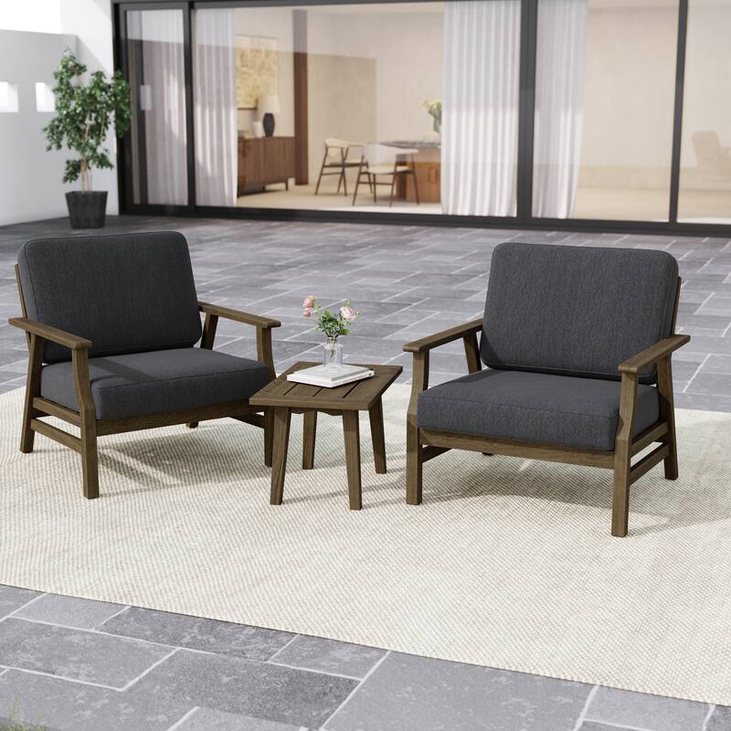 3-piece Cushioned Outdoor Club Chiars With Side Table