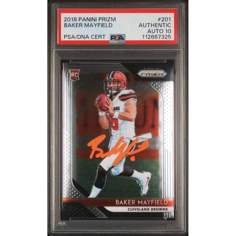 Baker Mayfield 2018 Panini Prizm Signed Rookie Card #201 Auto PSA 10 112667325 - 8' x 11'