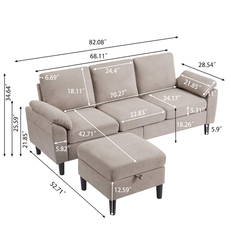 Jarenie 79.72" L Shaped Sofa Couch for Living Room