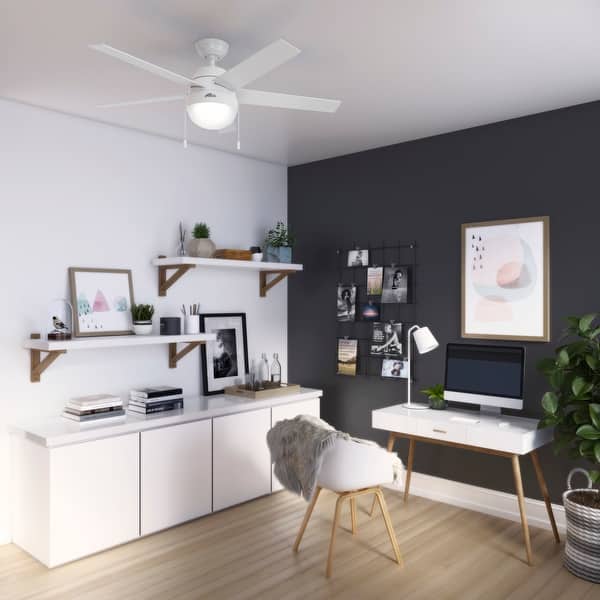 slide 2 of 12, Hunter 52" Anslee Ceiling Fan with LED Light and Pull Chain, Modern, Transitional Fresh White