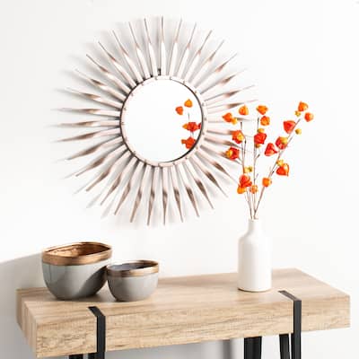 SAFAVIEH Marlene 28-inch Rose/Gold Sunburst Round Mirror - 28.3" W x 1" L x 28.3" H