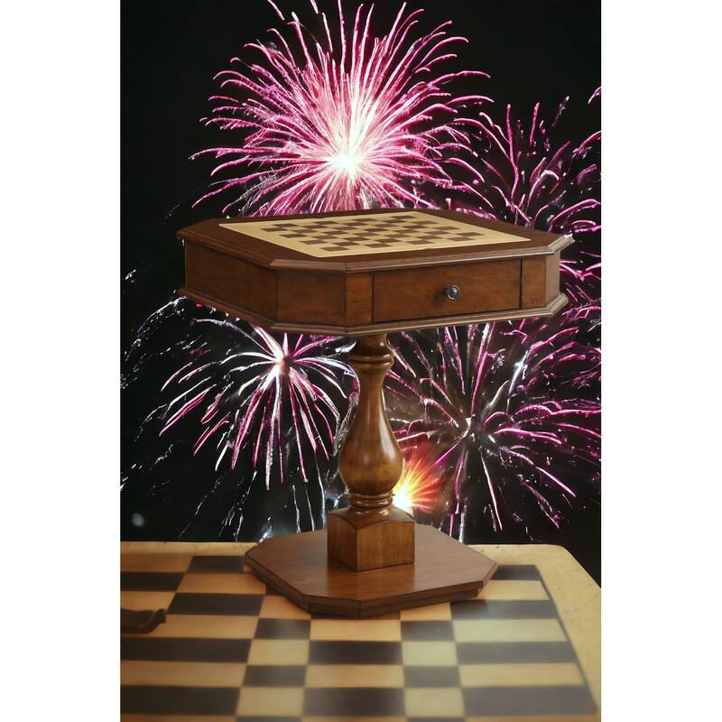 Bishop Cherry Finish Reversible Chess Checker Game Table w/Game Tray (Chess Fingures Not Included)