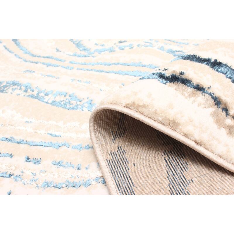 ECARPETGALLERY Machine Made Clara Blue Area Rug