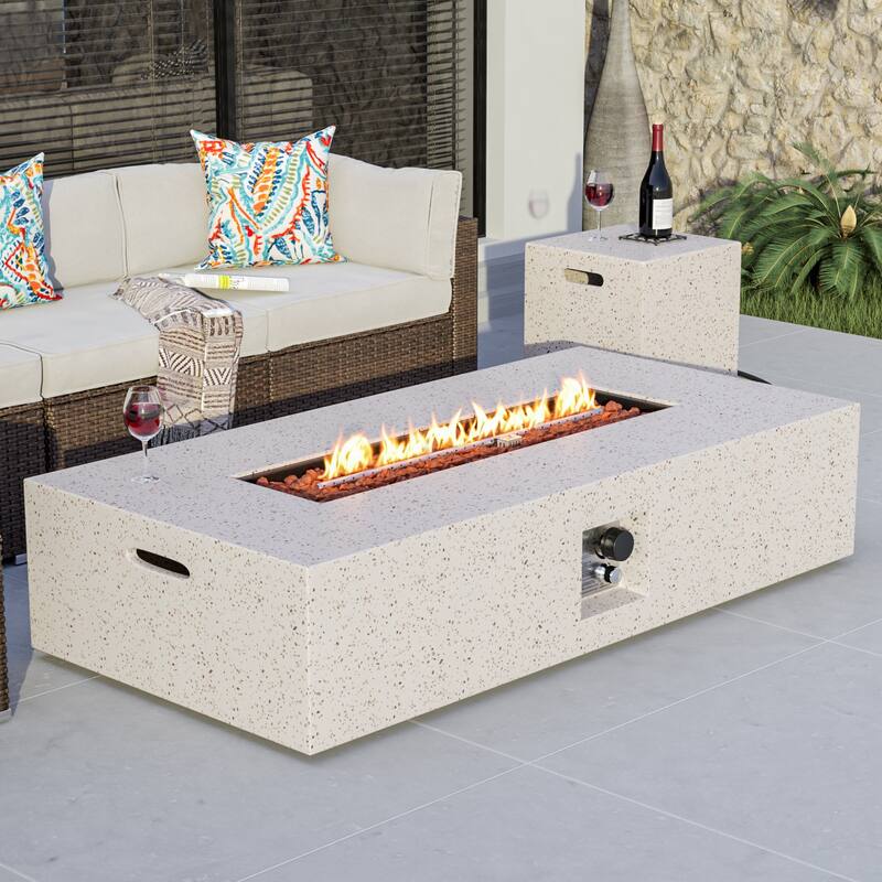 COSIEST Rectangle Bronze Fire Pit Table With Tank Cover Table