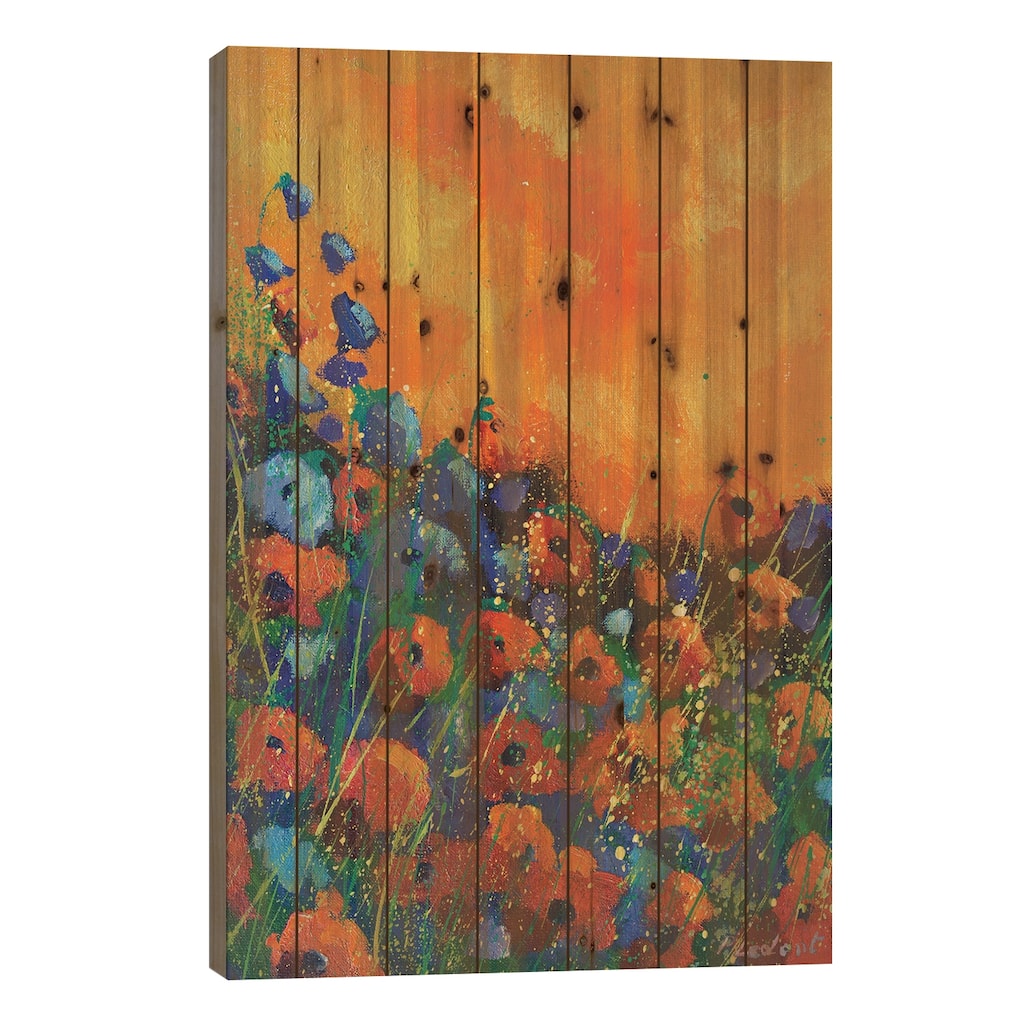 Orange poppies Print On Wood by Pol Ledent - Multi-Color
