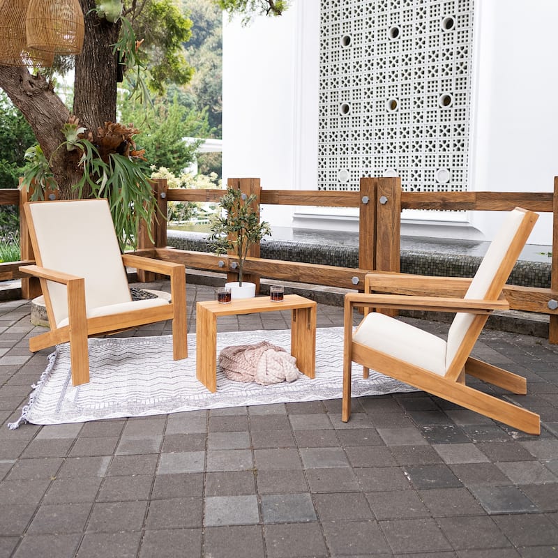 Cambridge Casual Sedona Set of 2 Teak Outdoor Upholstered Modern Adirondack Chairs