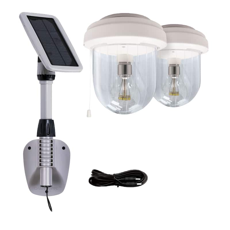 Light My Shed IV Solar LED Storage Light with 2 Bright White Bulbs - Gray