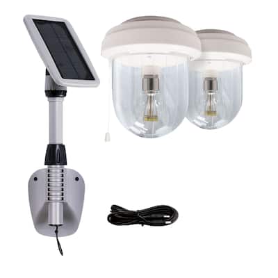 Light My Shed IV Solar LED Storage Light with 2 Bright White Bulbs - Gray
