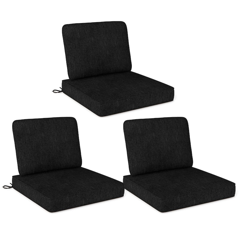 2/4/6/8 Pack Outdoor Chair Cushion Deep Seat &Backrest Pillow Set - Black - 6 pack
