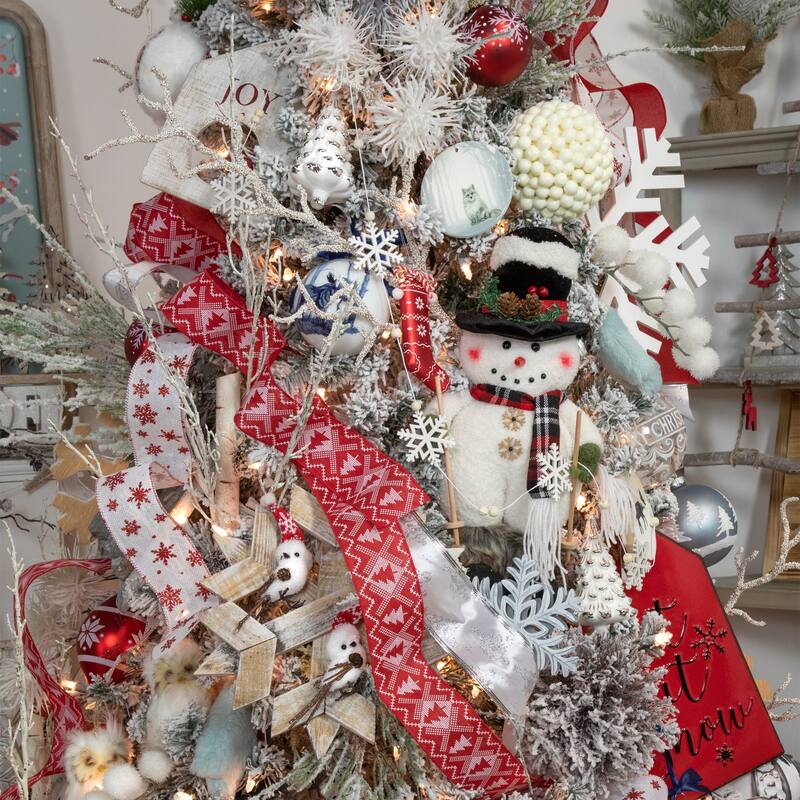 Set of 2 Winter Skiing Snowmen Christmas Table Top Decorations - 15"