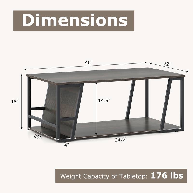Gymax 40'' Coffee Table & 2-Tier Modern Farmhouse Center Table