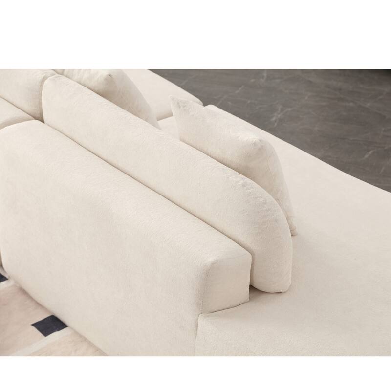 Curved Combination Sofa Set, Terrycloth Fabric, Cloud Comfort, 3 Pillows Included