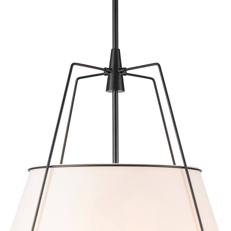 Mid Century 4-Light Conical Fabric Shade Lantern Pendant Ambient Light