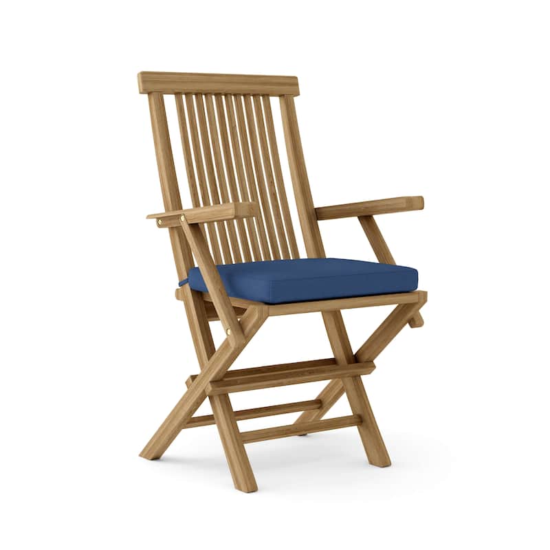 Bristol Teak Outdoor Dining Chair with Arms - Foldable (Set of 2) - N/A