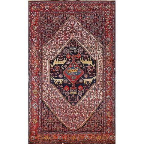 Pre-1900 Antique Vegetable Dye Senneh Persian Wool Area Rug Handmade - 5'2" x 8'0"