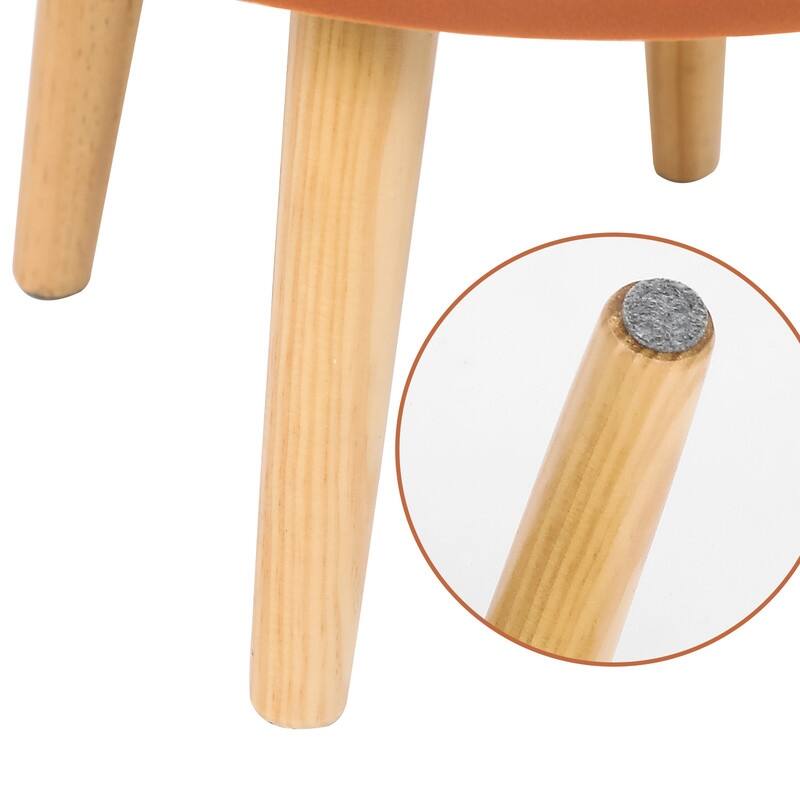 Adeco Small Round Fabric Foot Stool Ottoman Soft Padded Seat Footrest
