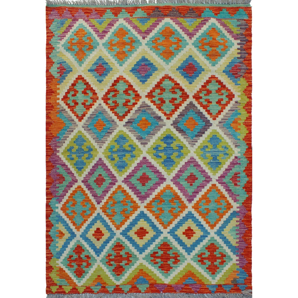 Flatweave Marlie Red/Ivory Rug - 3'3" x 4'10"