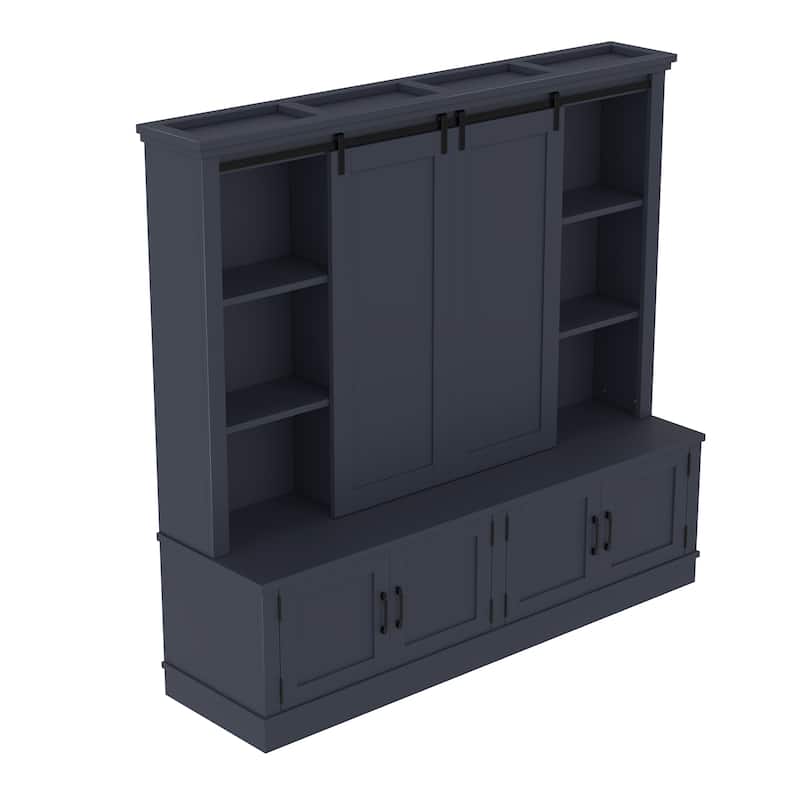 Multifunctional Entryway Cabinet with Sliding Rails, Tree-Shaped Design Storage Unit for Living Room and Hallway